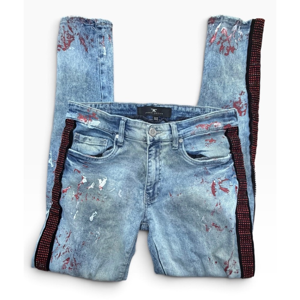 Jordan Craig Legacy Edition Ross Slim Fit Paint Splatter Rhinestone Jeans 32x32